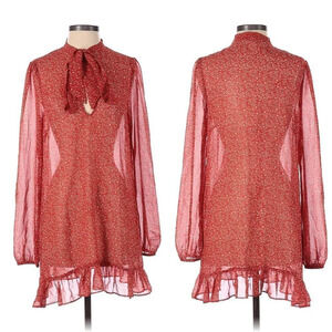 Free People Floral Tie Neck Mini Dress